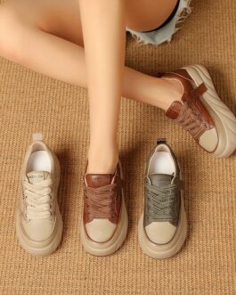 Leather Low-top Women’s Lace-up Sports Casual Shoes